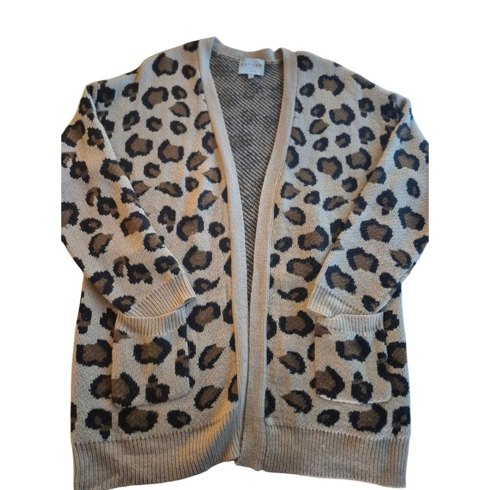 Hayden Leopard Print Open Front Sweater Cardigan S/M